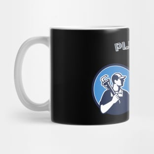 plumber ready to lay down the pipe Mug